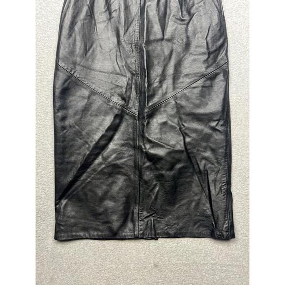 Firenze Santa Barbara Leather Straight Pencil Midi Skirt Womens Size 10 Minimal - Picture 3 of 12